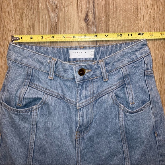 Topshop Yoke Bleach Mom Jeans High-Rise Denim Blue tapered Jeans Size 26 | Y2K - Picture 6 of 10